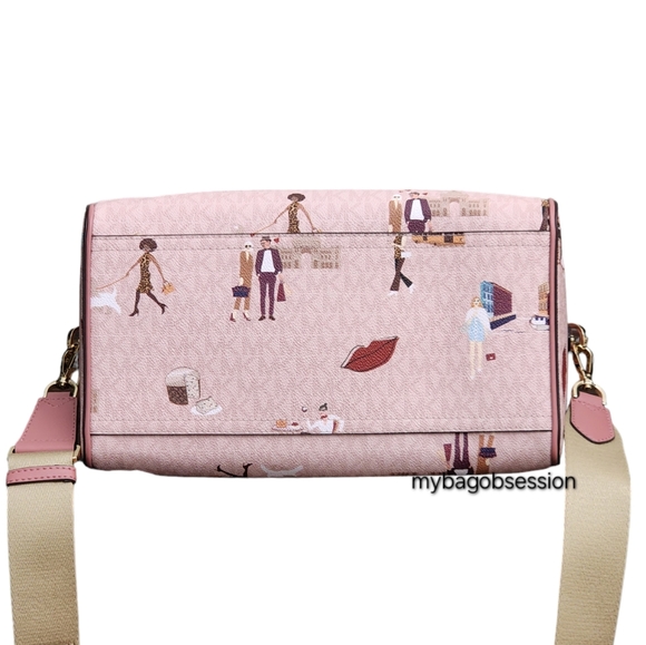 ⚠️LAST 1⚠️ Michael Kors Jet Set Logo MD Duffle Satchel Pink - Picture 5 of 8